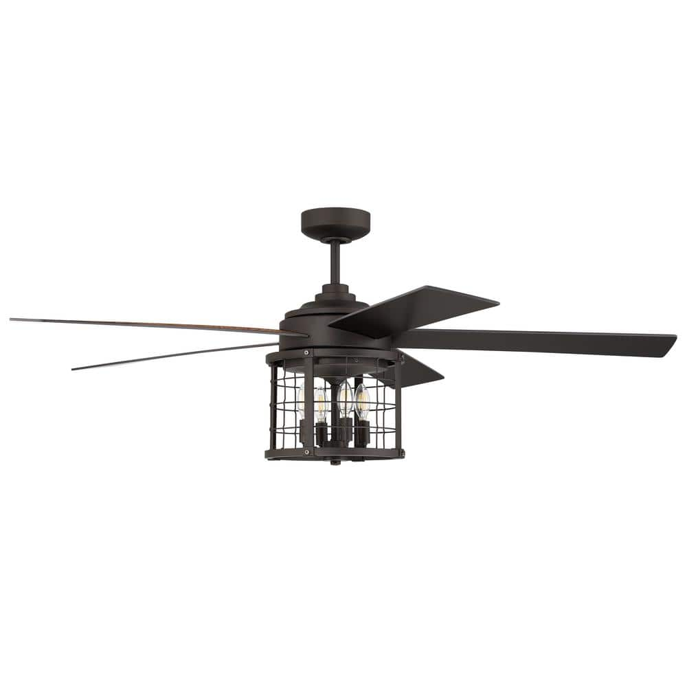 Nicolas 56 in. Indoor Dual Mount Espresso Ceiling Fan with Integrated LED Light and Remote/Wall Control Included -  CRAFTMADE, NIC56ESP5