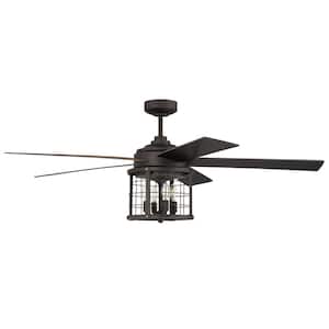 Nicolas 56 in. Indoor Dual Mount Espresso Ceiling Fan with Integrated LED Light and Remote/Wall Control Included