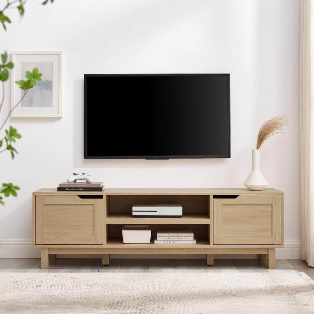 Coastal Oak 58 Inch TV Stand with Cabinet