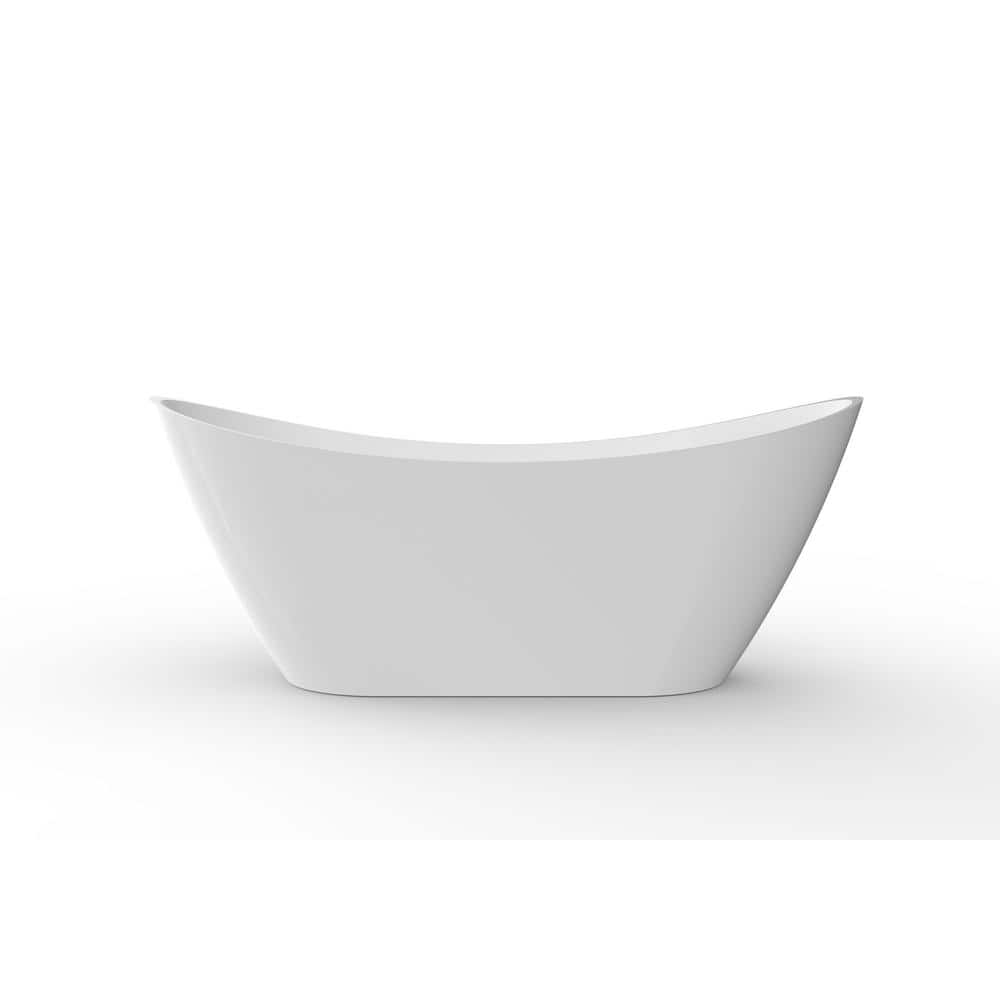 59 in. x 31 in. Soaking Bathtub with Center Drain in Glossy White