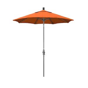 7.5 ft. Grey Aluminum Market Collar Tilt Crank Lift Patio Umbrella in Tuscan Sunbrella