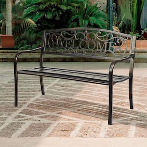 50 in. Metal Outdoor Bench with Elegant Bronze Finish