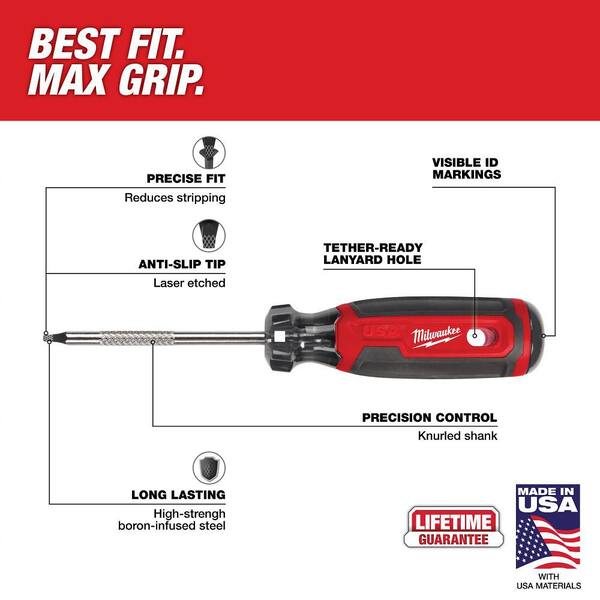 Milwaukee 8 in. #1 Square Cushion Grip Screwdriver MT227 - The