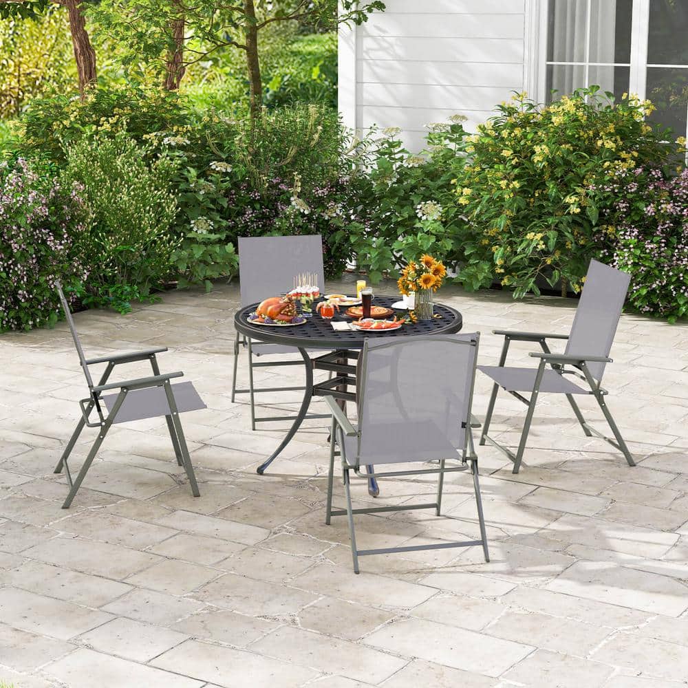 Metal Folding Outdoor Dining Chair Portable Dining Chairs with Armrests for