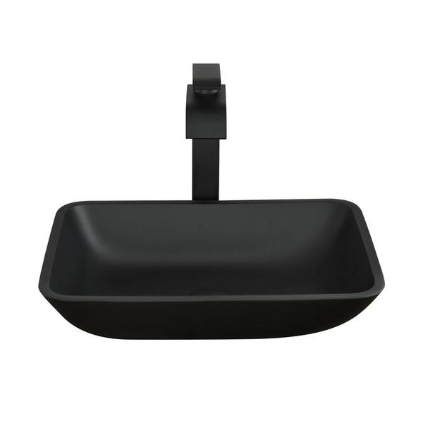Handmade Countertop Matte Black Glass Rectangular Bathroom Vessel Sink
