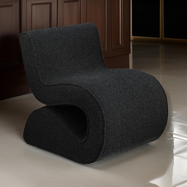 Benjara Gray Fabric Side Chair with Curved Design (Set of 2)
