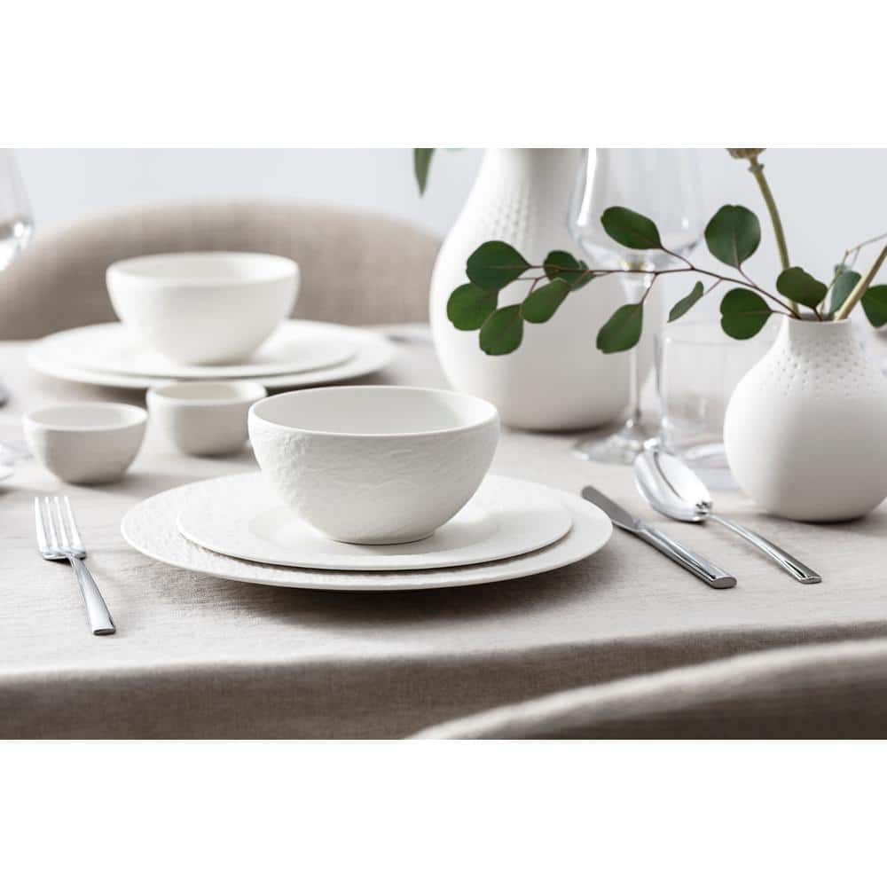 White Porcelain 12-Piece Minimalist Dinnerware Set