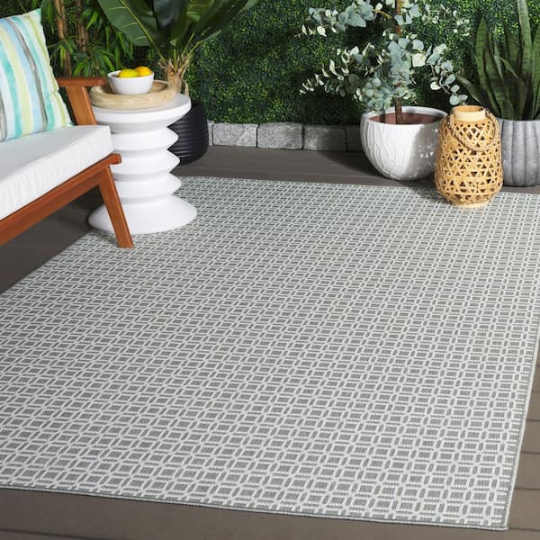 Terrace Ivory/Gray 9 ft. x 12 ft. Geometric Jewel Indoor/Outdoor Area Rug