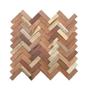 11-7/8 in. x 11-7/8 in. x 1/2 in. Herringbone Boat Wood Mosaic Wall Tile Natural (11-Pack)