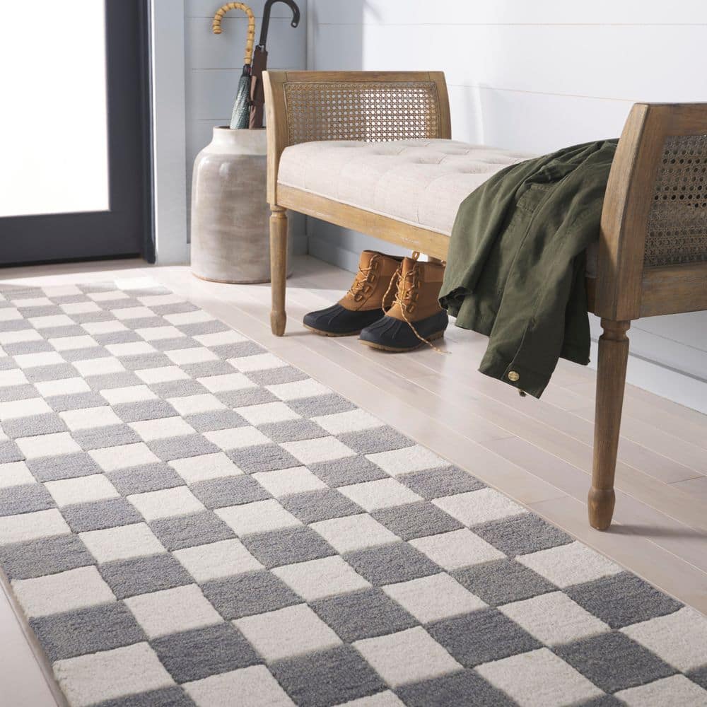 Martha Stewart 2 ft. x 8 ft. Gray/Ivory Checkered Runner Rug price history on PriceWatchPro