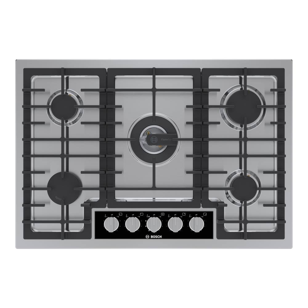 Bosch Benchmark Benchmark Series 30 in. Gas Cooktop in Stainless Steel with 5 Burners including 20,000 BTU Burner, Silver