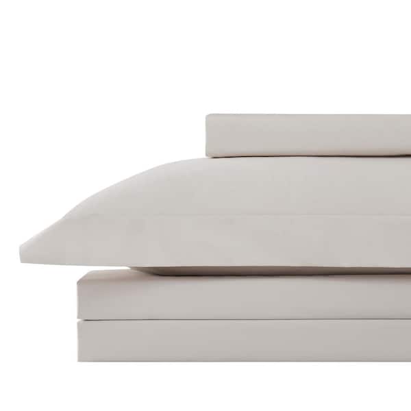 Southshore Fine Linens 300-Thread Count 22 in. Extra Deep Pocket 4-Piece Bone Cotton Percale California King Sheet Set