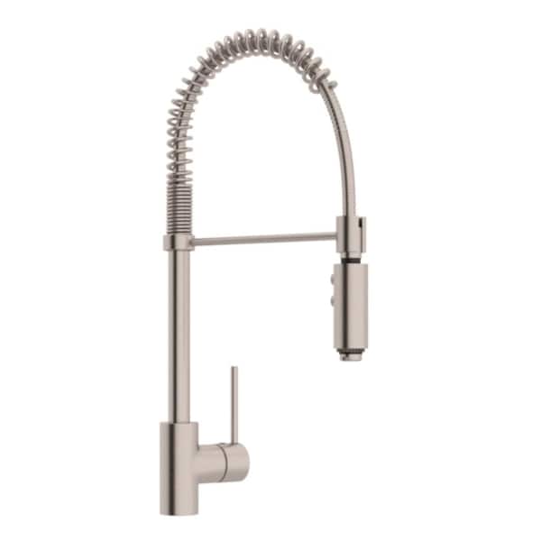 ROHL Modern Architectural Single-Handle Pull-Down Sprayer Kitchen Faucet in Satin Nickel