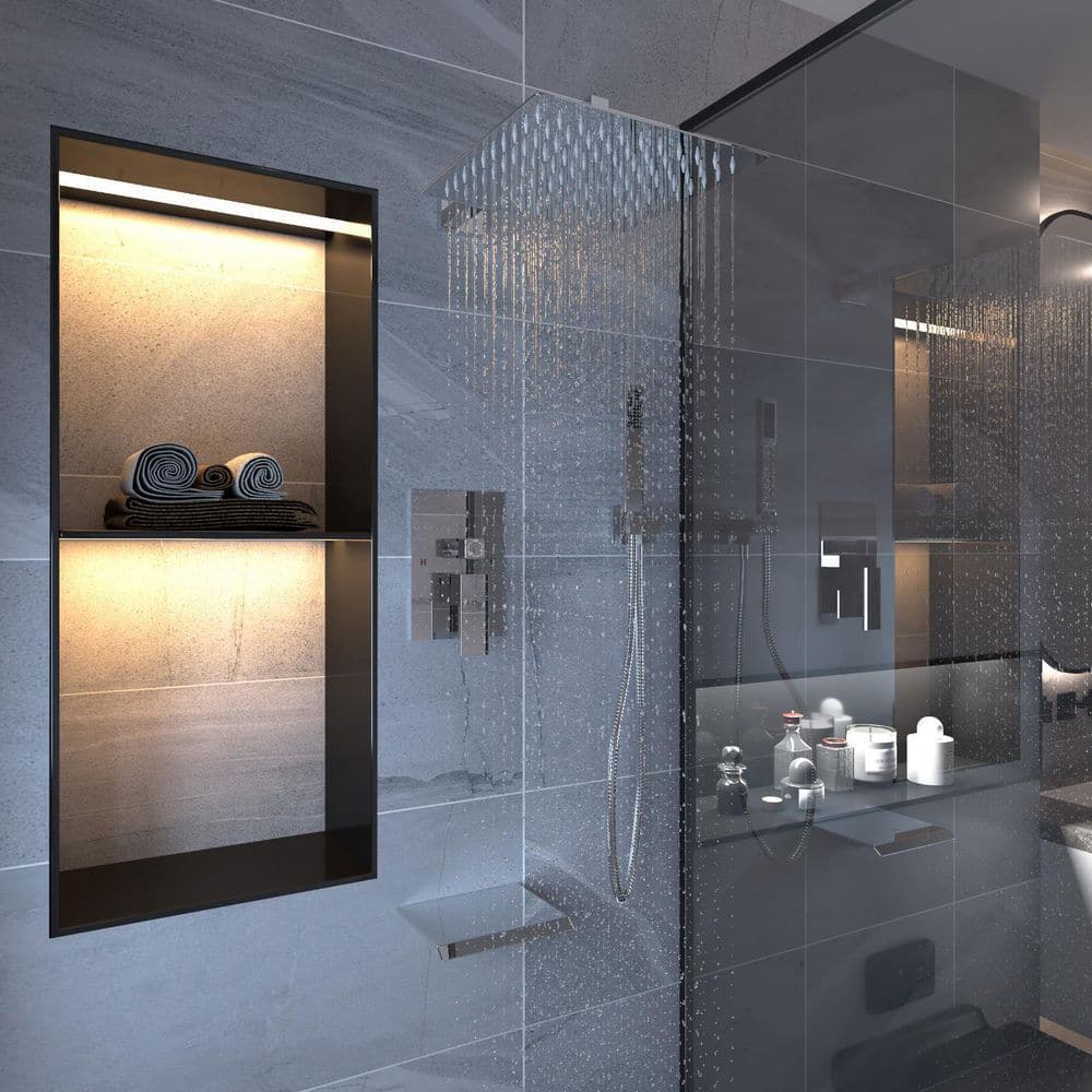 12-Inch Chrome Square Rain Shower System with Handheld and Valve