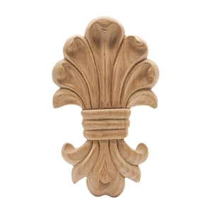 5/8 in. x 3 in. x 5 in. Unfinished Hand Carved North American Alder Wood Acanthus Applique and Onlay Moulding (2-Pack)