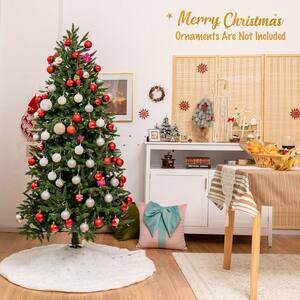 6 ft. Pre-Lit Artificial Christmas Tree Hinged Xmas Tree with Multicolor LED-Lights