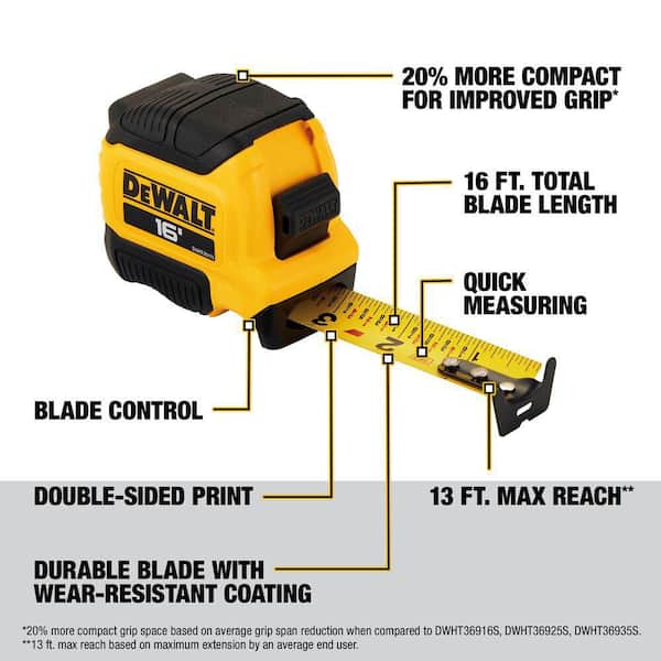 DEWALT - 16 ft. x 1-1/8 in. Tape Measure with Finger Brake
