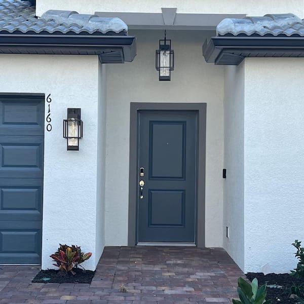 Modern Black Outdoor Light Fixtures MotionSensor 2-Pack with T10 Bulbs 15 in. Exterior WallSconce Waterproof Porch Light