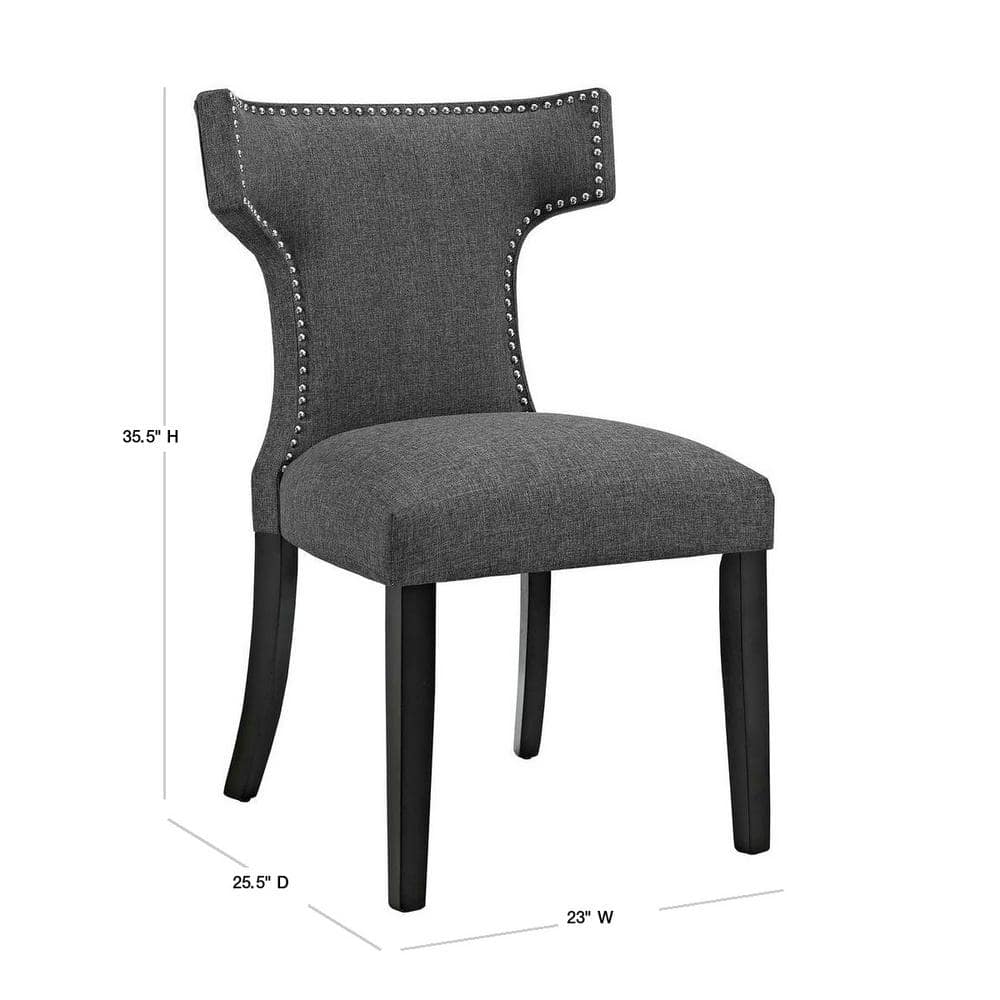 Elegant Gray Fabric Upholstered Side Chair with Wood Legs
