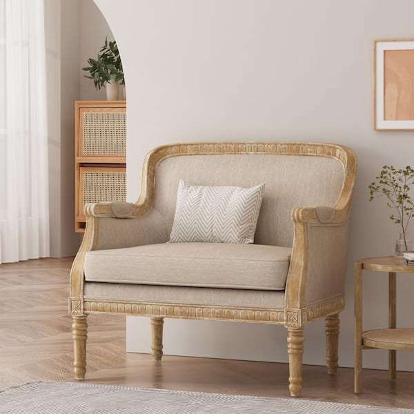 Noble House Elias Beige/Natural Polyester Arm Chair (Set of 1)