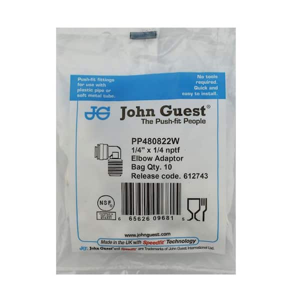 John Guest 1/4 in. Polypropylene 90-Degree Push-to-Connect Male Fixed Elbow Fitting (10-Pack)