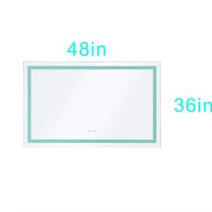 48 in. W x 36 in. H Large Rectangular Frameless Anti-Fog Wall Bathroom Vanity Mirror in White