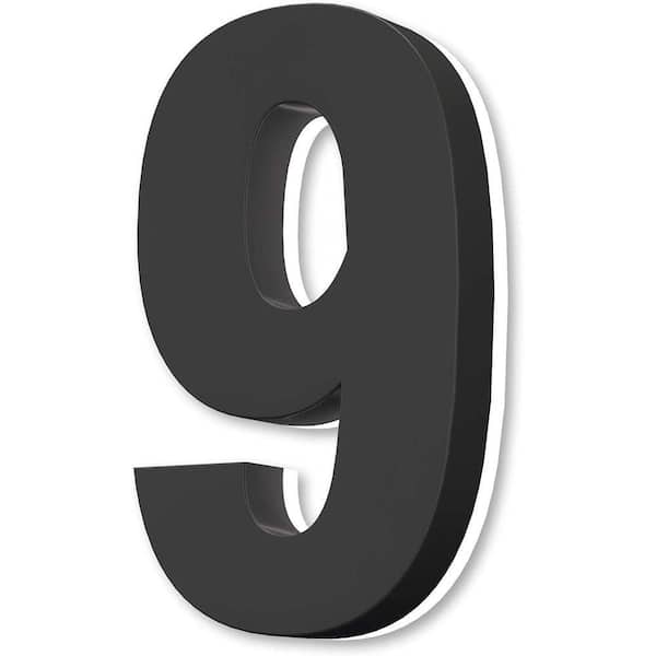 8 in. Black Stainless Steel Hand-Polished LED Backlit House Number 9