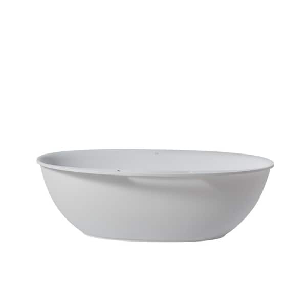 ES-DIY 67 in. Double Slipper Stone Resin Flatbottom Soaking Bathtub in Matte White