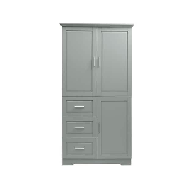 Miscool Anky 32.6 in. W x 19.6 in. D x 62.2 in. H Gray MDF Freestanding Bathroom Storage Linen Cabinet