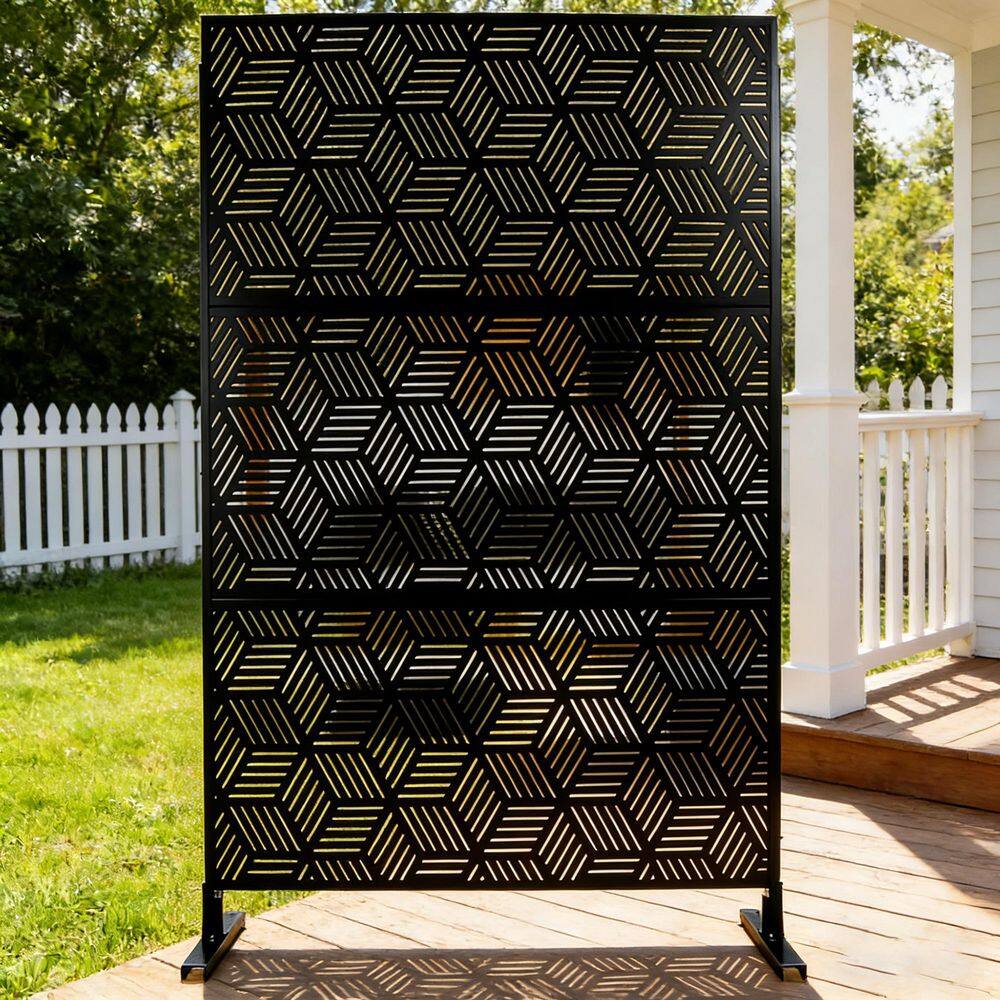 76 in. x 48 in. Freestanding Decorative Privacy Screen Black Metal for Outside Lawn Garden price history on PriceWatchPro