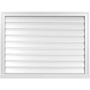 40 in. x 30 in. Vertical Surface Mount PVC Gable Vent: Functional with Brickmould Sill Frame