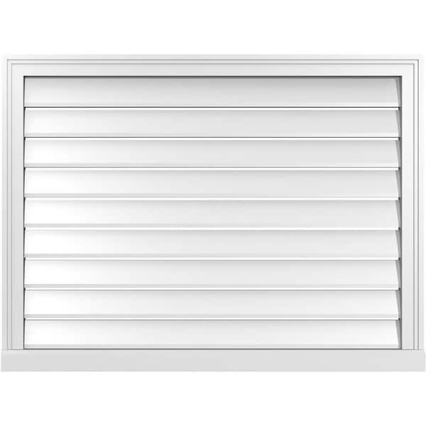 Ekena Millwork 40 in. x 30 in. Vertical Surface Mount PVC Gable Vent: Functional with Brickmould Sill Frame