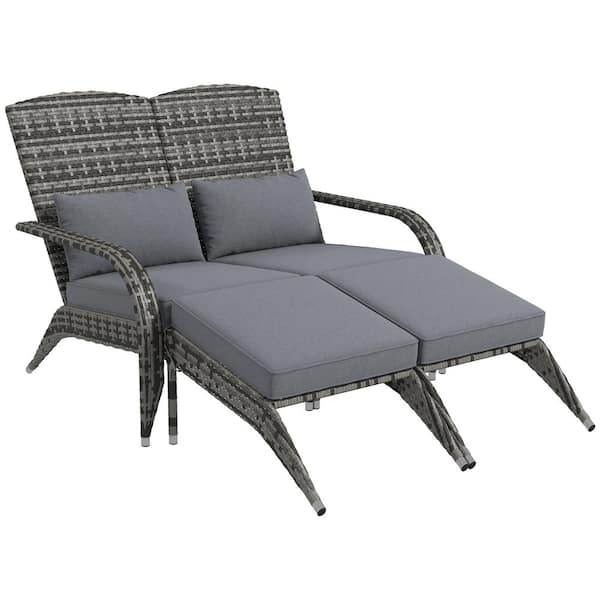 Outsunny Metal Outdoor Gray Pieces 2 Sectional Set with Cushions