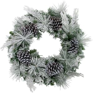 24 in. Artificial Christmas Wreath with Oversized Pinecones