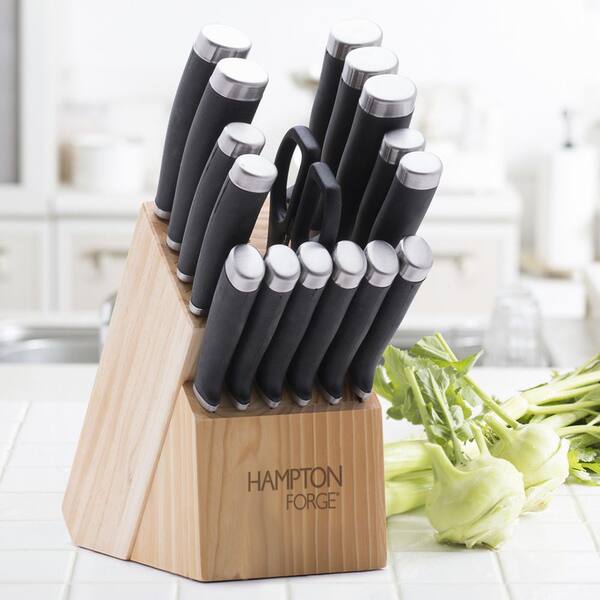 Epicure 15-Piece Stainless Steel Knife Set with Storage Block in Blush Epicure 15-Piece Stainless Steel Knife Set with Storage Block in Blush