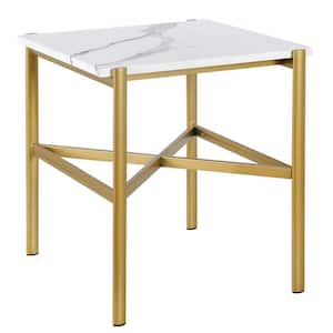 Braxton 21.25 in Gold Square Faux Marble Side Table