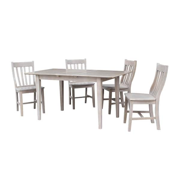 International Concepts Leah 5-Piece Weathered Taupe Gray Extendable Dining Set