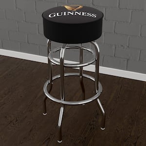 Guinness Harp 31 in. White Backless Metal Bar Stool with Vinyl Seat