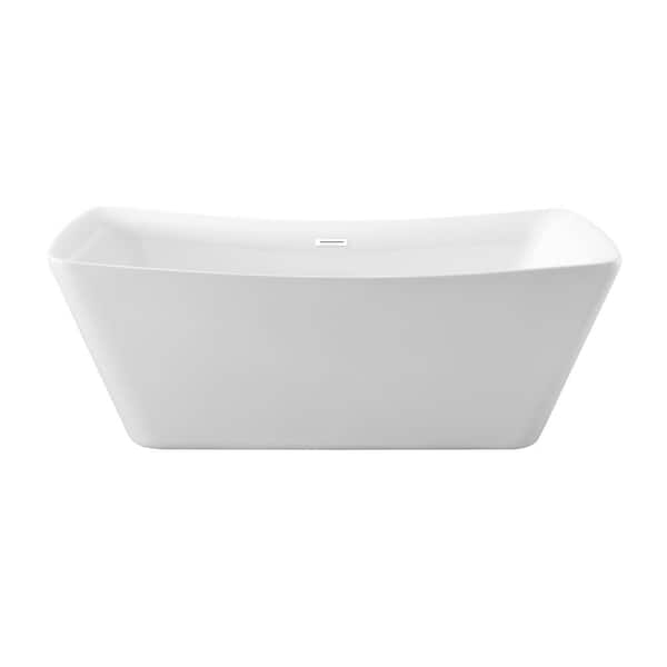 Streamline 70 in. Acrylic Flatbottom Non-Whirlpool Bathtub in Glossy White with Glossy White Drain and Overflow Cover
