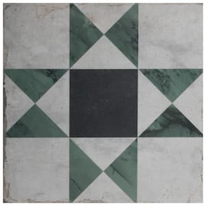 Renaissance Deco Emerald Cross 7-7/8 in. x 7-7/8 in. Porcelain Floor and Wall Tile (6.3 sq. ft./Case)