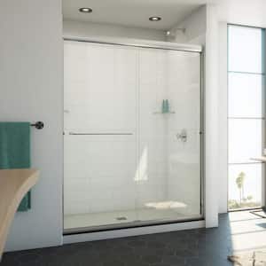 Alliance Pro ML 60 in. W x 74.5 in. H Sliding Semi Frameless Shower Door in Brushed Nickel with Clear Glass