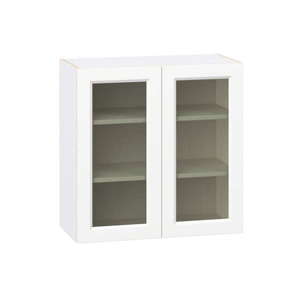Laramie 30 in. W x 14 in. D x 30 in. H Assembled Glass Door Specialty Wall Kitchen Cabinet in Painted Bright White