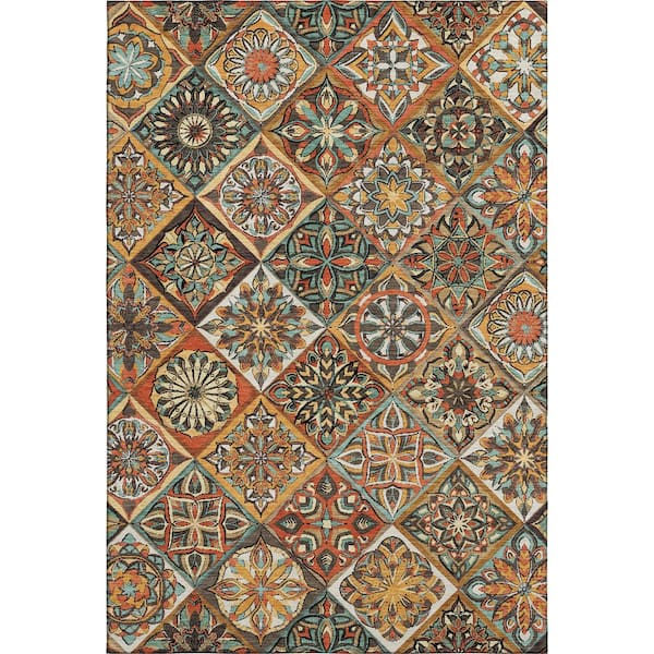 Mayfield Premium Machine Washable Abstract AMF2256 Gold 9 ft. x 12 ft. Area Rug