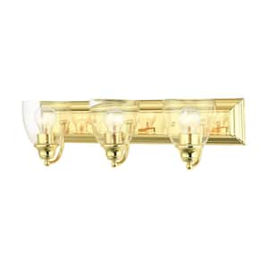 Thacher 24 in. 3-Light Polished Brass Vanity Light with Clear Glass