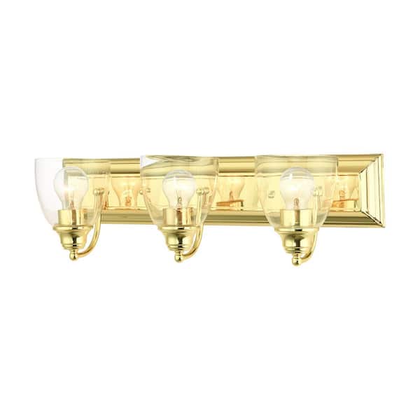 AVIANCE LIGHTING Thacher 24 in. 3-Light Polished Brass Vanity Light with Clear Glass