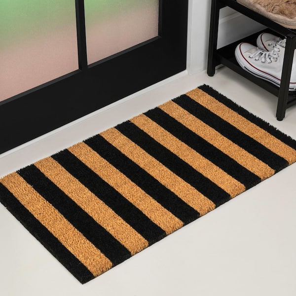 Peater Classic Casual Commerical Natural Coir Natural/Black Stripe 2 ft. x 4 ft. Indoor/Outdoor Mat