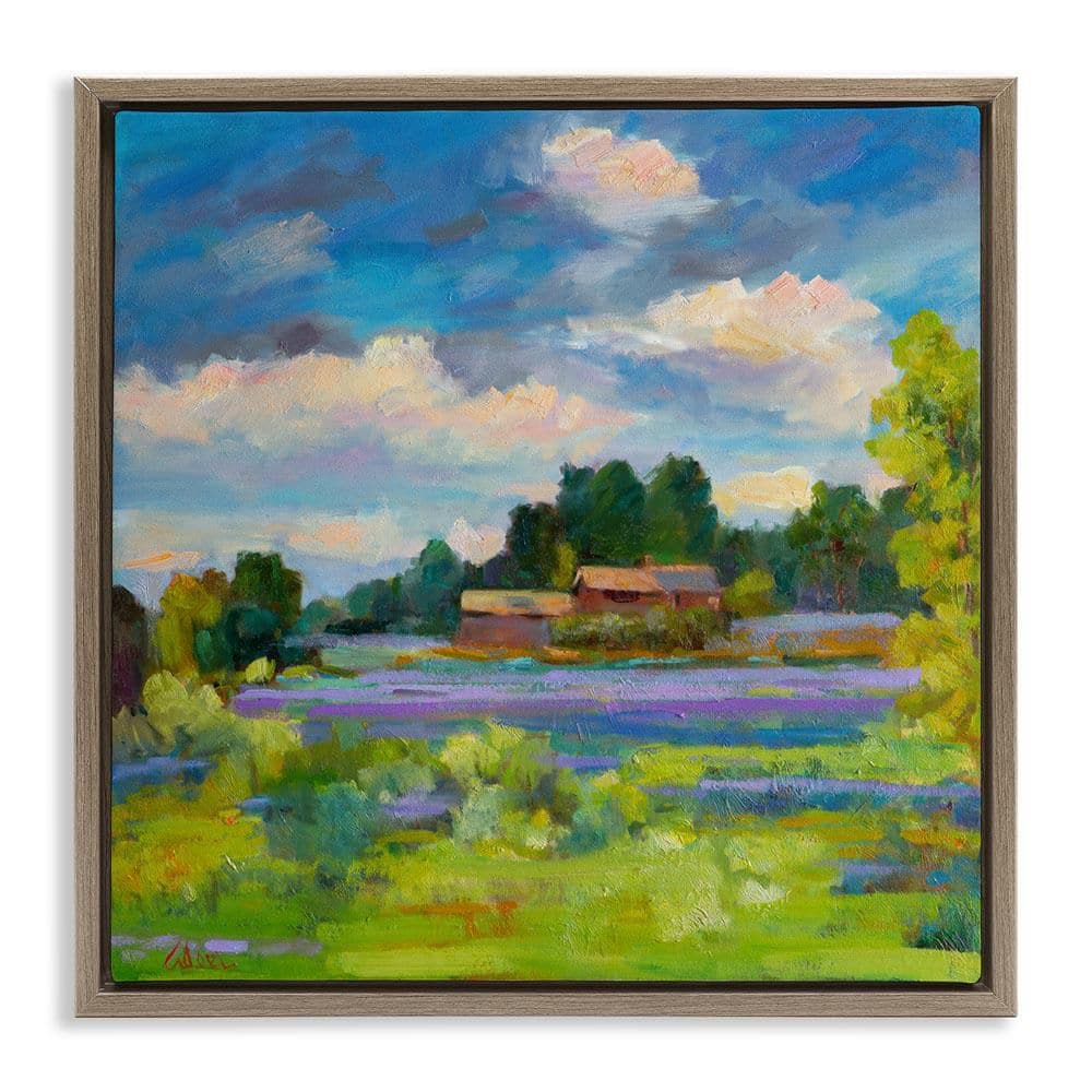 Lavender Countryside Landscape by Alexi Fine Brown Floater Frame Nature Graphic Art Print 25 in. x 25 in. price history on PriceWatchPro