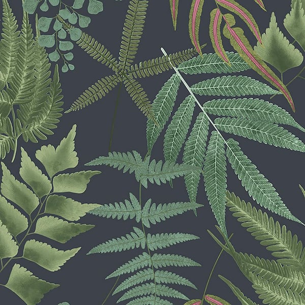 Graham & Brown Midsummer Fern Navy Removable Wallpaper Sample