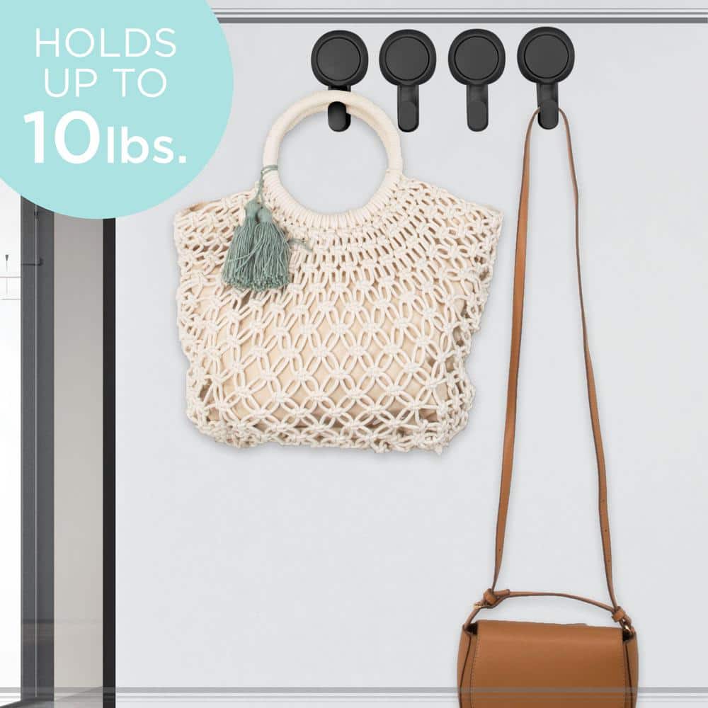 Matte Black Gel Suction Power Wall Mounted Hook Set