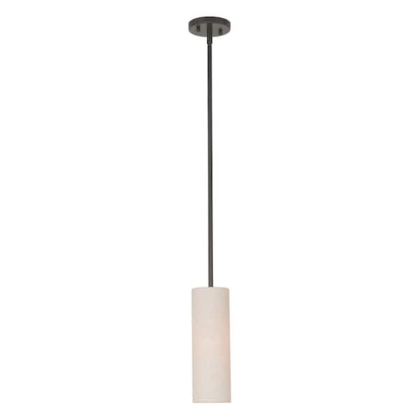 AVIANCE LIGHTING Somerhill 40-Watt 1-Light English Bronze Shaded Pendant Light with Fabric Shade, No Bulbs Included